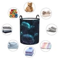 thumbnail image 4 of Lsque Ice blue light spot jellyfish Pattern Laundry Hamper Basket, Tall Woven Rope Hamper Basket for Clothes, Lightweight Storage Basket, Collapsible Waterproof-Medium, 4 of 6