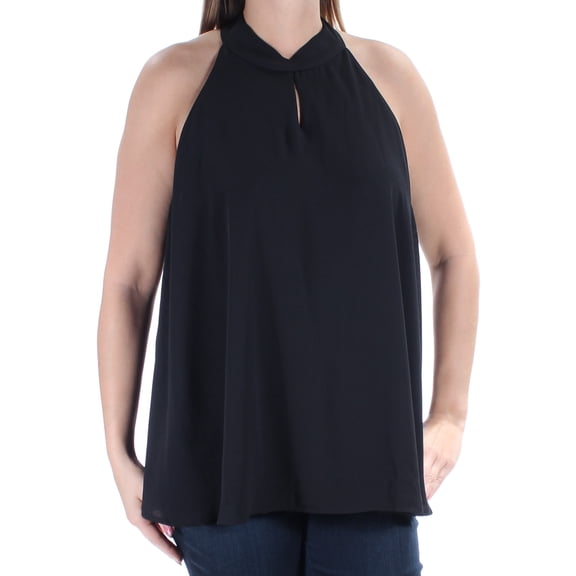 Bar III Tie Back Keyhole Top Deep Black L