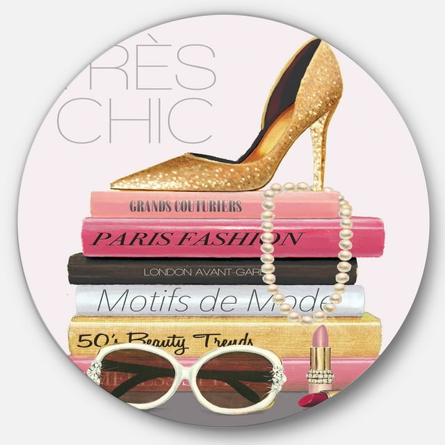 Designart 'Paris Style II Gold and Black Tres Chic' Glam Metal Circle Wall Art
