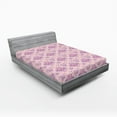thumbnail image 2 of Ambesonne Damask Fitted Sheet, Pastel Floral Shapes Print, Full Size, Pale Pink and Violet, 2 of 5
