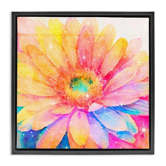 Stupell Industries Bloomtopia Shimmer Blossom Black Framed Floater Canvas Wall Art, design by Vibelicious