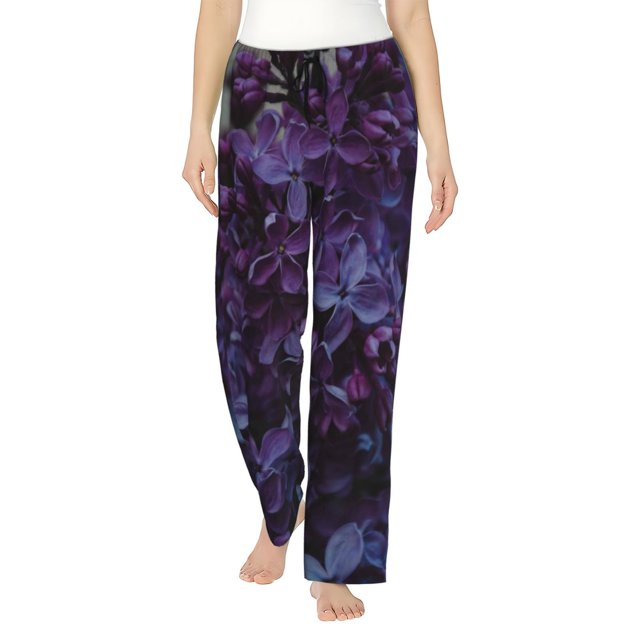 Fotbe Lilac Pantalones de Pijama para Mujer, Pantalones de Dormir, Pantalones Pj con Cordón y Bolsillos-3X-Large
