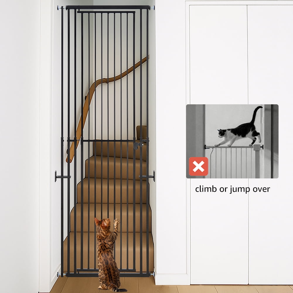 Unipaws Extra Tall Cat Gate, Adjustable 47’’-87’’ Height, Fits 27.5’’-32’’ Wide Openings, Dog Gate for Doorways Stairs, No Drilling Pet Safety Barrier Indoor Use, Metal Fence for Dogs Cats