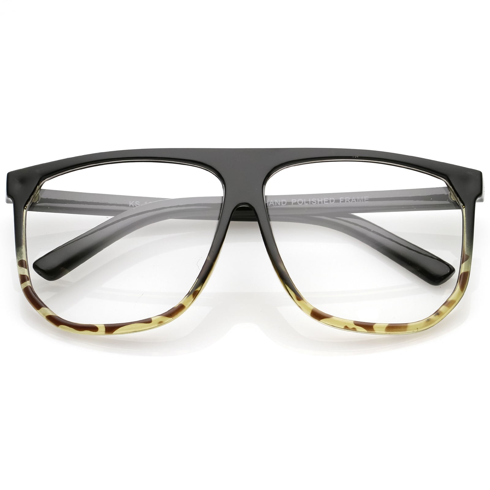  Black Silver Super Oversized Eyeglasses Flat Top