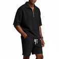 thumbnail image 4 of Men Sweatsuits Sets 2 Pieces Short Sleeve and Short Outfits Sweatsuits Set Summer Jacquard Tracksuit Jogging Matching Sets, 4 of 8