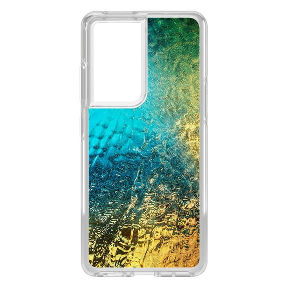 DistinctInk Clear Shockproof Hybrid Case for Galaxy S21 ULTRA 5G (6.8" Screen) - TPU Bumper, Acrylic Back, Tempered Glass Screen Protector - Colorful Rainbow Waterfall