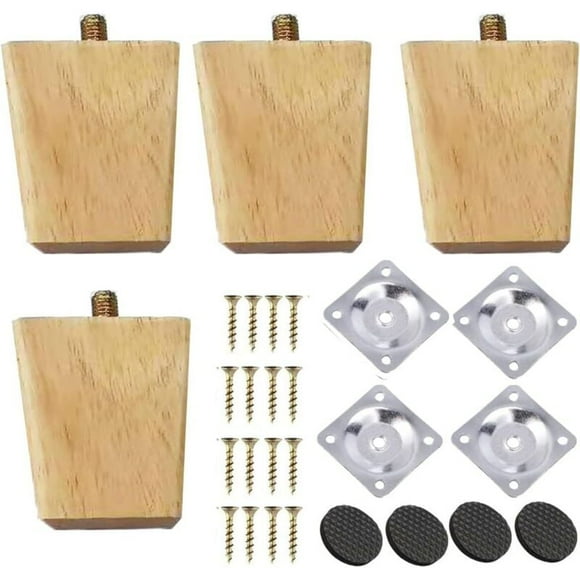 Pieces Wooden Furniture Legs Furniture Legs Wooden Table Legs Sofa Legs Bed Legs, for Bench Bed Closet TV Cabinet Wardrobe with Accessories(10cm)