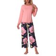 thumbnail image 2 of Conjunto de lounge para mujeres INSPIRE CHIC, camiseta de manga larga con capri floral, sets de pijama suaves y elásticos, ropa de casa de 2 piezas, XL, rosa, 2 of 6