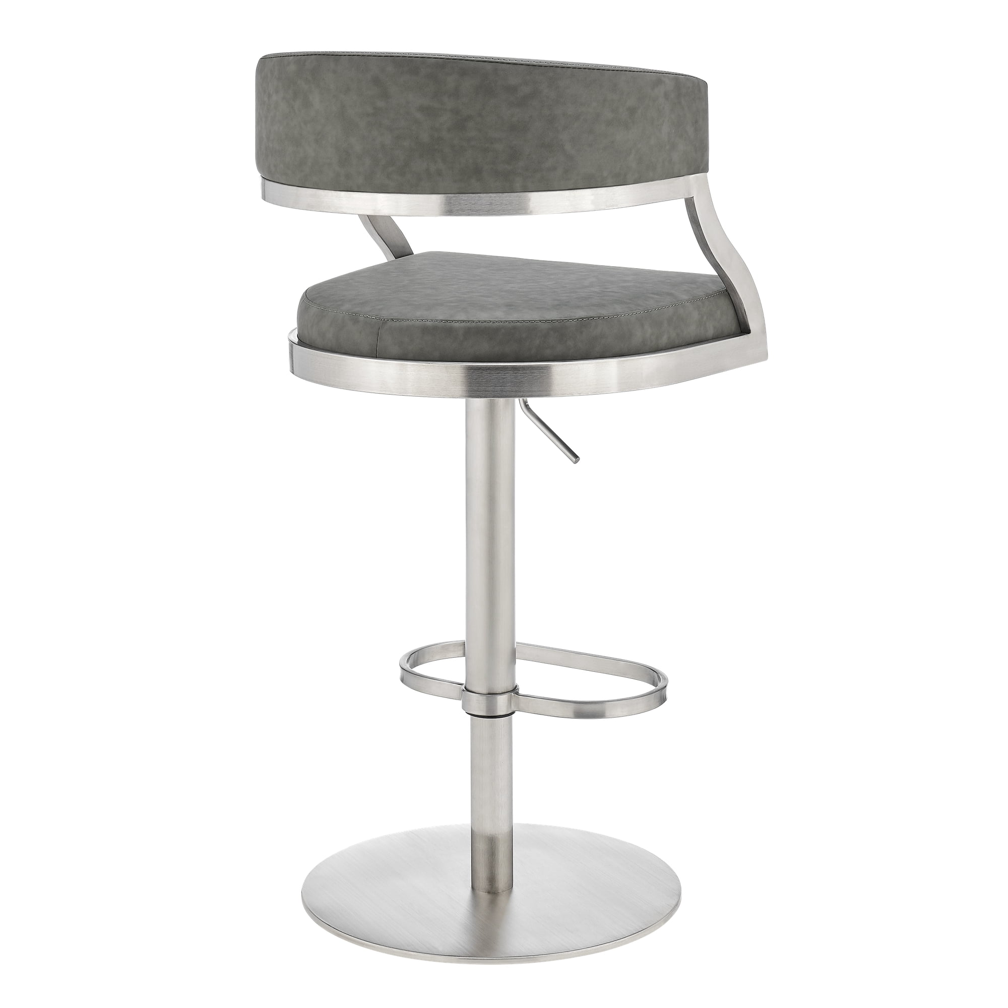 Callie Modern Retro Swivel Metal Adjustable Height Barstool With Faux Leather Seat