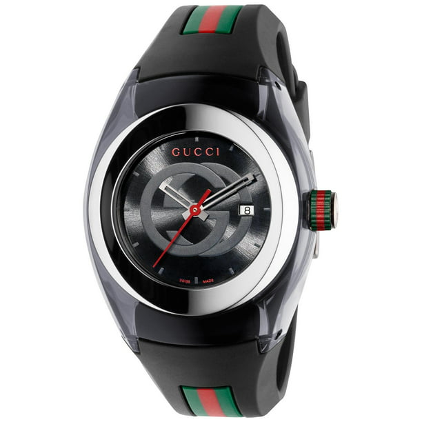 petroleum flåde Tale Gucci Unisex Sync Rubber Black 46mm Watch YA137101 - Walmart.com