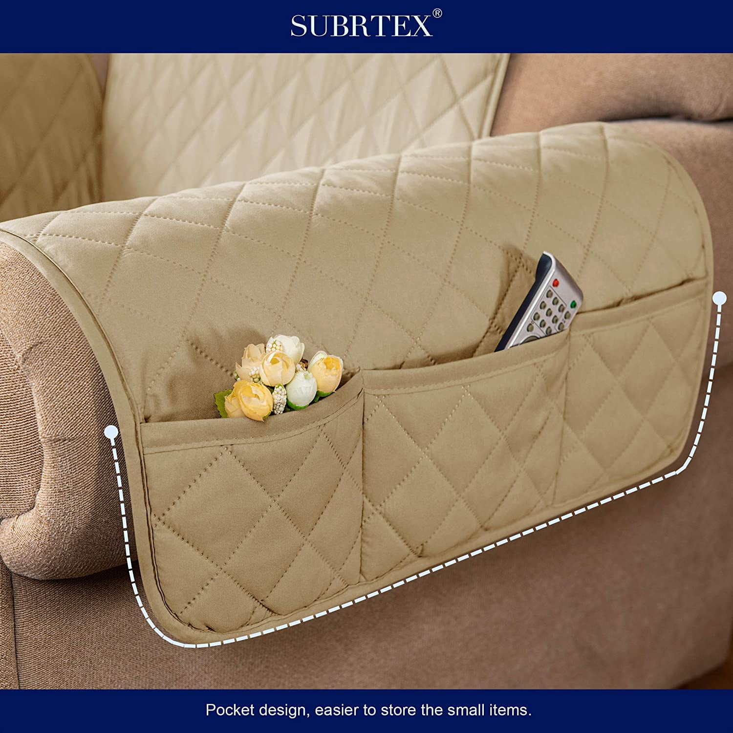 Subrtex Reversible Sofa Slipcover Quilted Couch Cover,Loveseat,Khaki