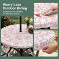 thumbnail image 5 of Round Outdoor Tablecloth with Umbrella Hole and Zipper, Coral Red Flower Tablecloth with Elastic Waterproof, Vintage Farmhouse Boho Leaf Spring Patio Table Covers for 31" - 35" Picnic Pool Tables, 5 of 9