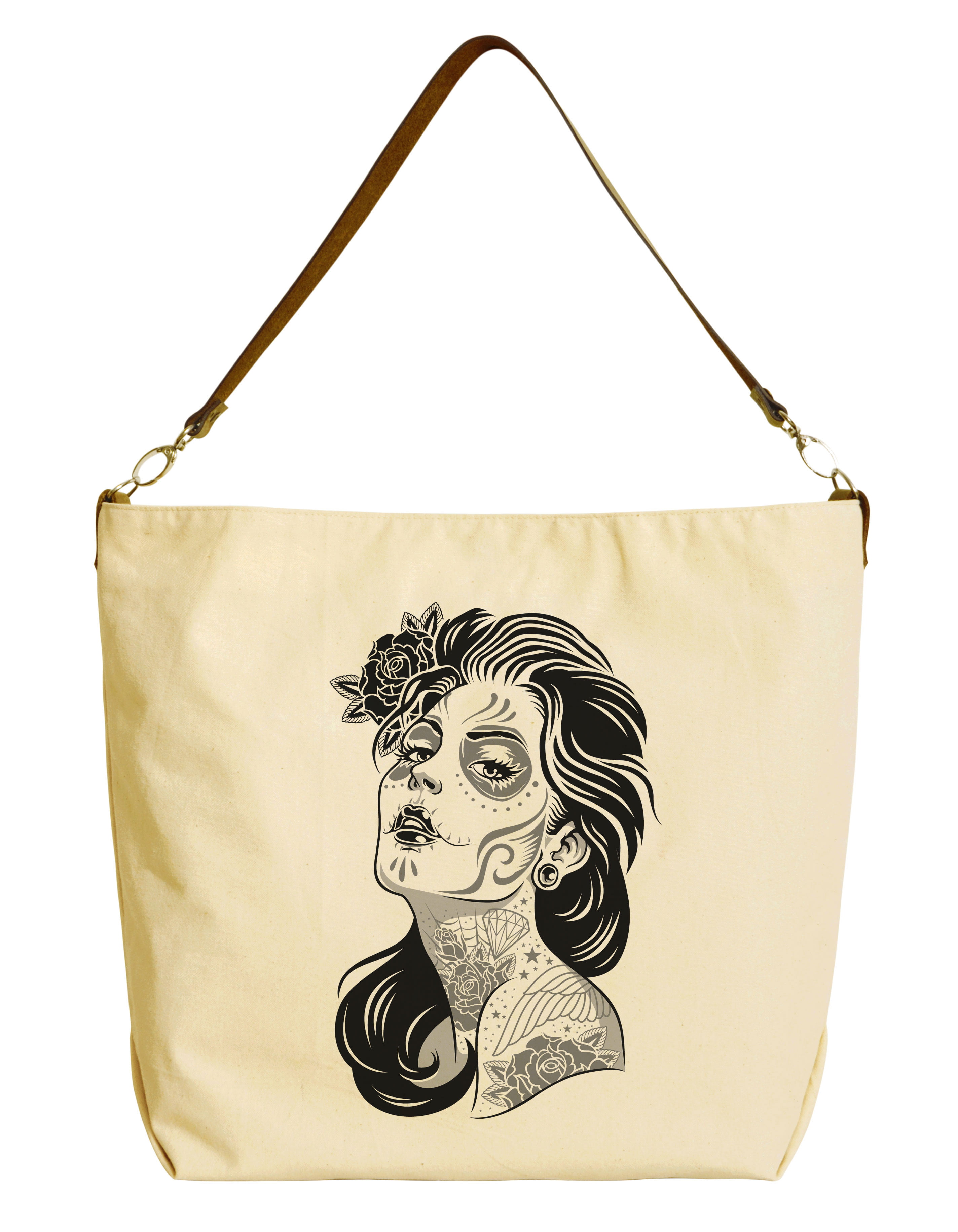 Lady Tote Portrait Of A Beautiful Girl Death Leather Hand Totes Bag Causal Handbags Zipped Shoulder Organizer For Lady Girls Womens Teacher Tote