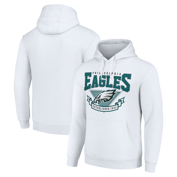 Men's Starter White Philadelphia Eagles -80s Inspired Pullover Hoodie