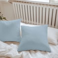 thumbnail image 6 of Light Blue Throw Pillow Covers 18x18 Inch Set of 2, Farmhouse Solid Blue Color Modern Art Waterproof Outdoor Pillow Covers, Decorative Cushion Pillowcases for Couch, Sofa, Bed, Garden, Patio, 6 of 9