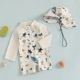 thumbnail image 4 of WIBACKER 0-5T Toddler Boy Rash Guard Swimsuit with Hat Kids Long Sleeve One Piece Zipper Swimwear Sunsuit Infant Beachwear, 4 of 9