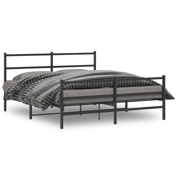 vidaXL Metal Bed Frame without Mattress with Footboard Black 59.1"x78.7"