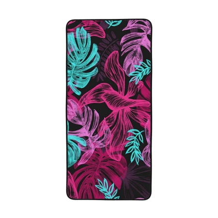 LNWH Bath Towel, Tropical Jungle Pattern Absorbent Coral Fleece Bath Towel for Bathroom, Gym, Beach-27x55in