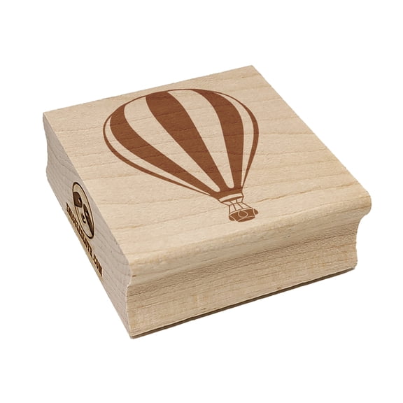 Striped Hot Air Balloon Square Rubber Stamp Stamping Scrapbooking Crafting - Small 1.25in