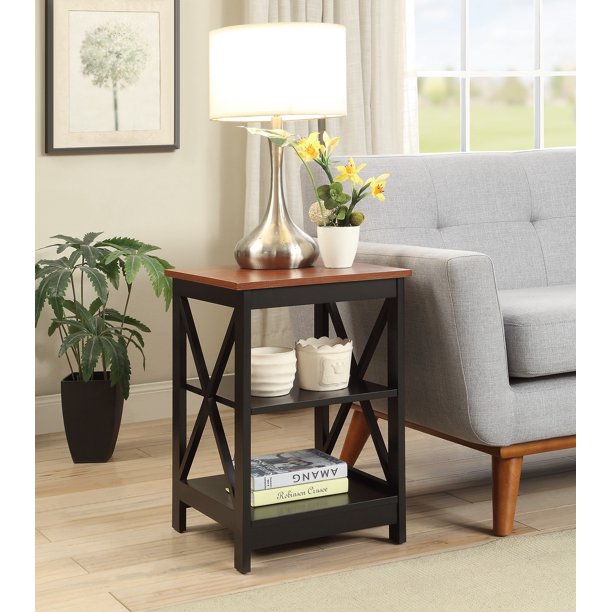 Convenience Concepts Oxford End Table with Open Shelf Storage, Cherry