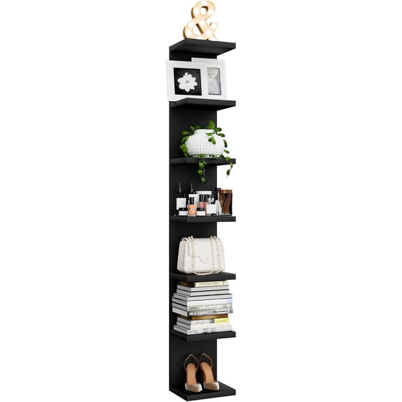 7 Tier Wall Shelf Unit, Floating Shelves for Storage Home Display, Versatile Lack Wall Shelves for Bedroom,Living Room,Office Decor, Tall Long Shelf for Book,Shoe,Vanity