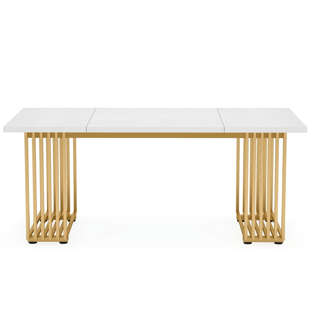 YYAo Gaming Desk, Computer Desk,70.9" Executive Desk, Modern Office Computer Desk Conference Table,White & Gold