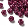 thumbnail image 2 of Pave Disco Ball Beads Polymer Clay Rhinestone Beads Grade A Round Fuchsia Rhinestone: PP13(1.9~2mm) 6 Rows Rhinestone 10mm Hole: 1.5mm, 2 of 5