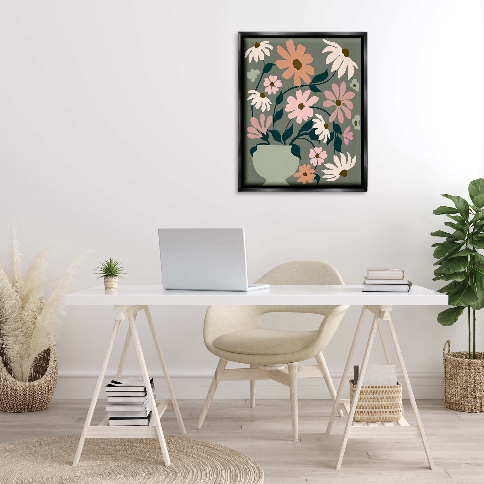 Stupell Industries Gerbera Daisy Bouquet Botanical & Floral Painting Black Floater Framed Art Print Wall Art, 25 x 31
