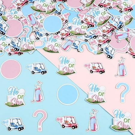 Golf Theme Gender Reveal Decorations, 200Pcs Blue Pink He or She Golf Gender Reveal Confetti for Table, Golf Sports Baby Shower Party Supplies