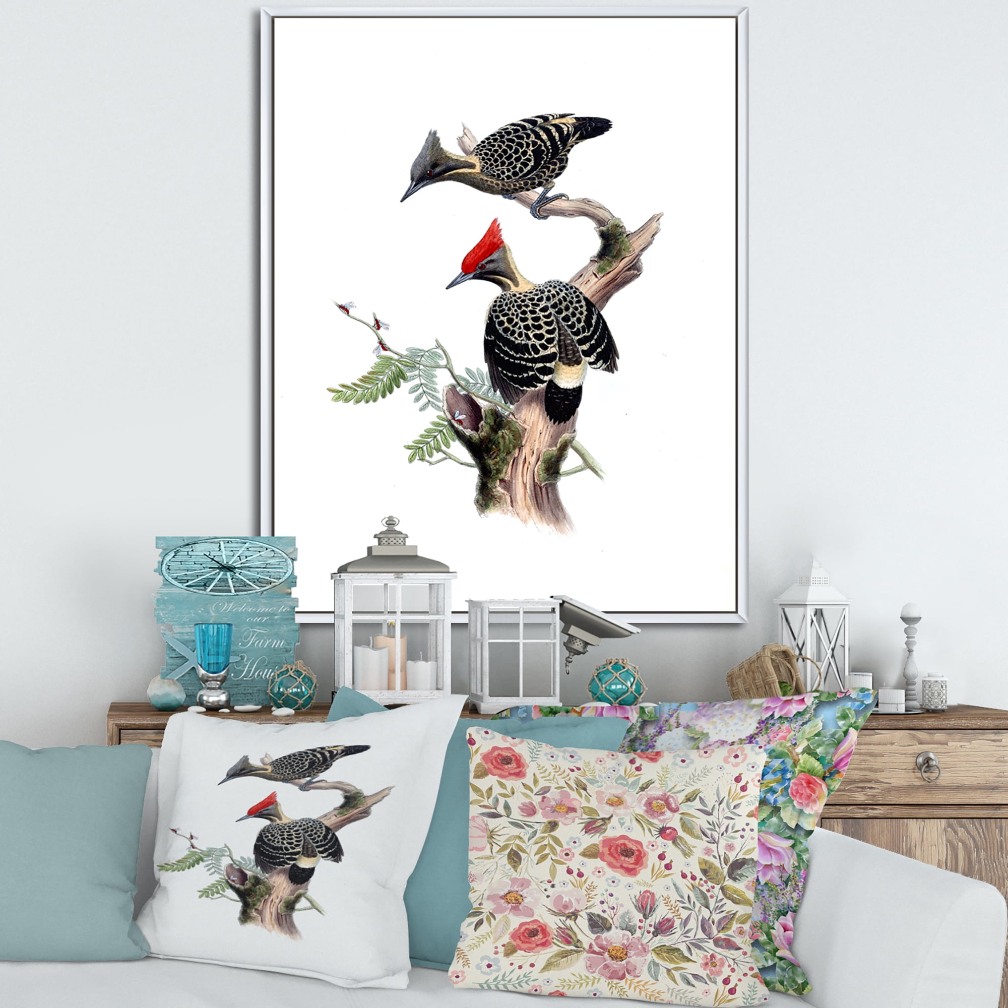 Designart 'Ancient Birds In The Wild VI' Traditional Framed Canvas Wall Art Print