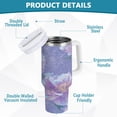 thumbnail image 4 of 40 oz Tumbler With Handle Stainless Steel Insulated Tumbler With Lid for Car Cup Holder Light Purple Peony, 4 of 9