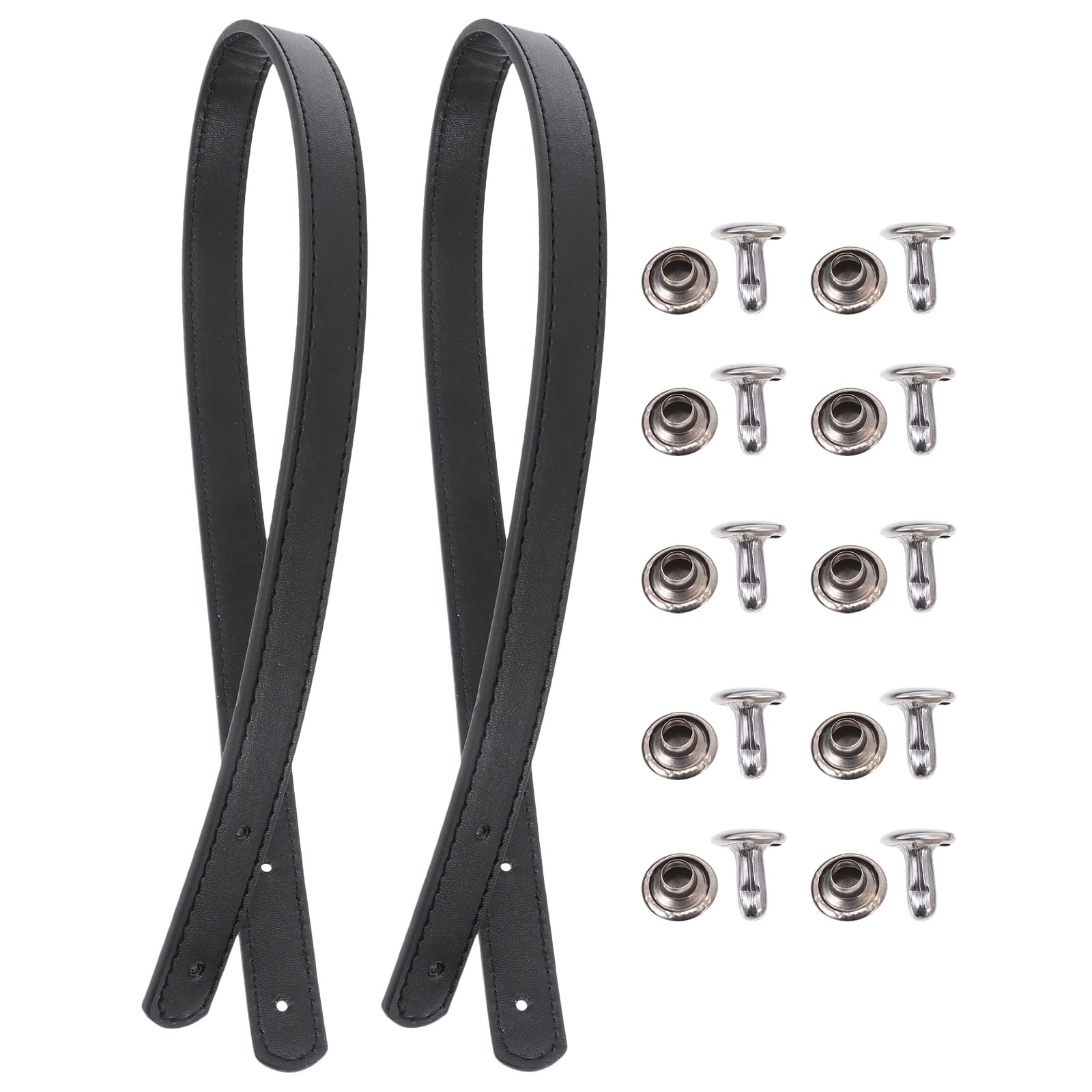 2 Set Leather Handbag Handles Tote Bag Replacement Straps Bag Belts with Rivets