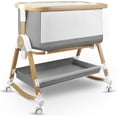 thumbnail image 4 of 4 in 1 Baby Bassinet Bedside Sleeper W/ Wheels,Storage Basket,Adjustable 7 Heights,Mosquito Net,Matress,Breathable Mesh Crib for Infants Toddler,Grey, 4 of 7