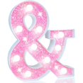 thumbnail image 1 of Carpa LED Pooqla con letras marquesinas, color rosa claro, funciona con pilas, 1 of 6