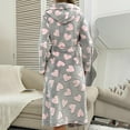 thumbnail image 5 of Arlun Womens Flannel Bow Heart Print Bathrobes Gift for Valentine's Day Over the Knee Length Soft Fuzzy Loungewear Robe Cute Lightweight Wrap Sleepwear with Belt and Pockets 2-Grey M, 5 of 5