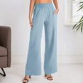 thumbnail image 2 of Pantalones casuales rectos para mujer: bolsillos laterales, para todas las estaciones, poliéster, color liso básico, tallas S-XXL, 2 of 5