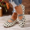 thumbnail image 6 of Gpaecead Women's Polka Dot Knit Mary Jane Flats Low Cut Breathable Elastic Strap Casual Comfort Slip On Shoes, Beige, 6 of 8