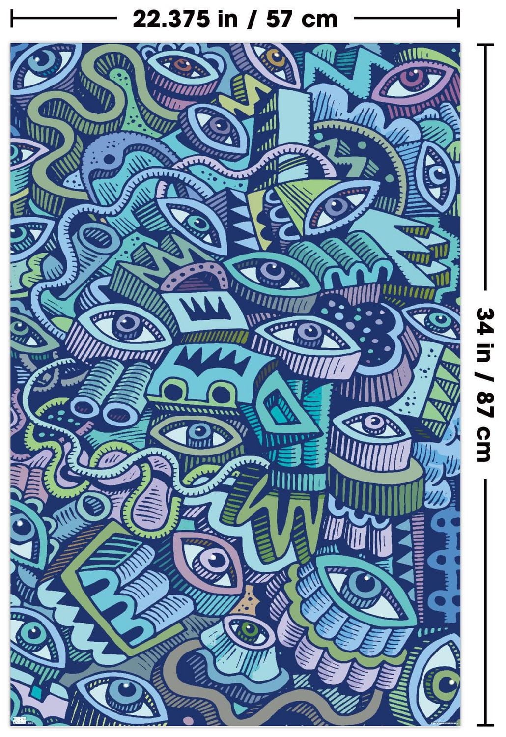 Big Blue Doodle Wall Poster, 22.375" x 34"