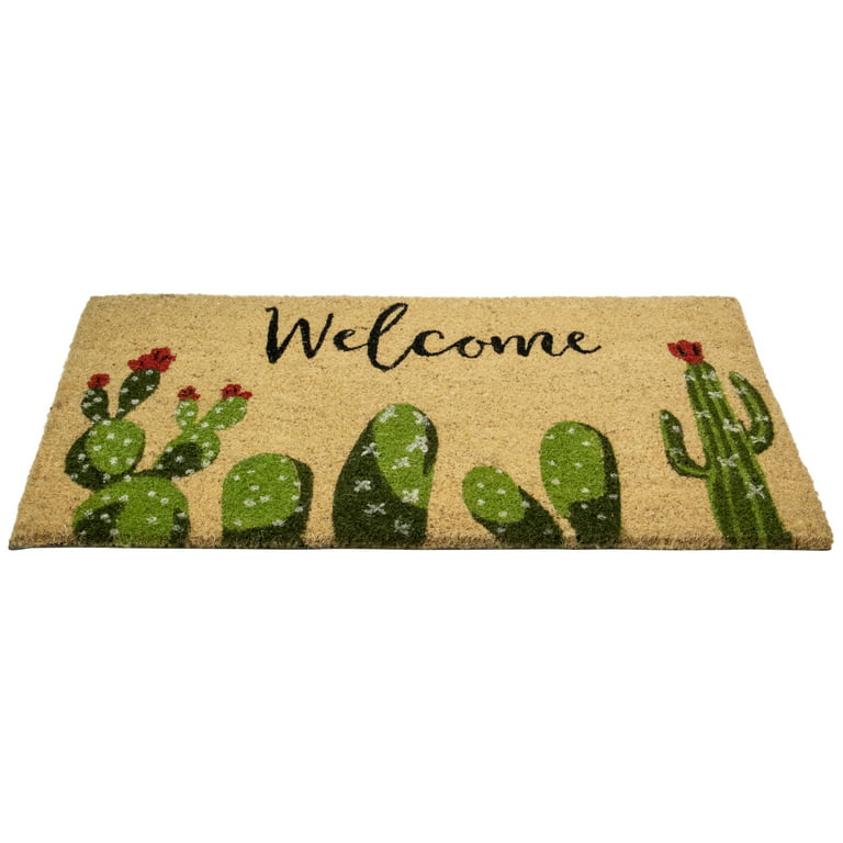 Northlight Natural Coir Tropical Cactus Rectangular Welcome Doormat 18 x  30 