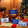 thumbnail image 5 of Christmas Lumbar Throw Pillow Covers 12x20 Set of 4, Merry Christmas Winter Xmas Snowflake Decorative Holiday Cushion Pillow Cases 12 x 20 for Indoor Farmhouse Home Room Couch Decor (Blue), 5 of 6