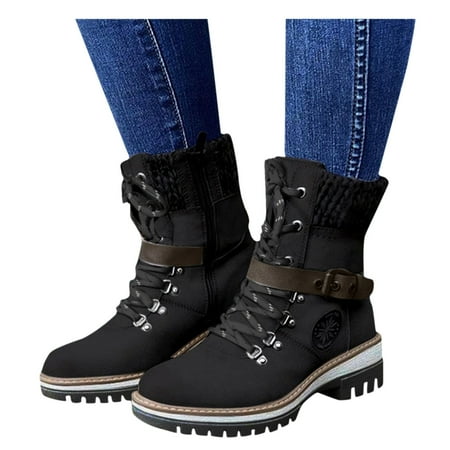 

HSMQHJWE Women S Snow Boots Womens Leather Boots Low Heel Fashion Boots For Women Ladies Snow Boots Durable Outdoor Keep Warm Winter Zipper Boots Warm Boots Short Rain Boots For Women Wide Calf