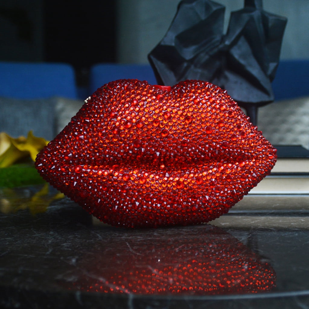 ZPAQI Women Leather Lips-shaped Evening Clutch Purses Crossbody Bags Banquet Handbag