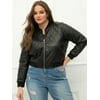 ELOQUII Elements Plus Size Quilted Faux Leather Bomber Jacket