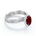 thumbnail image 3 of JeenMata 1.75 Carat Oval Burmese Lab Created Ruby Bridal Ring Set - July Birthstone Ring - 18k White Gold over Silver, 3 of 7