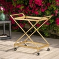 thumbnail image 2 of Industrial Styie Bar Cart Glass & Iron Frame, Gold, 2 of 11
