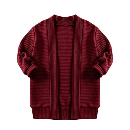 

LNWUY (2-8 Years) Children s Spring and Autumn Solid Color Joker Knit Coat Soft Comfy Warm Cardigan Sweater Coat Wine 3 Years