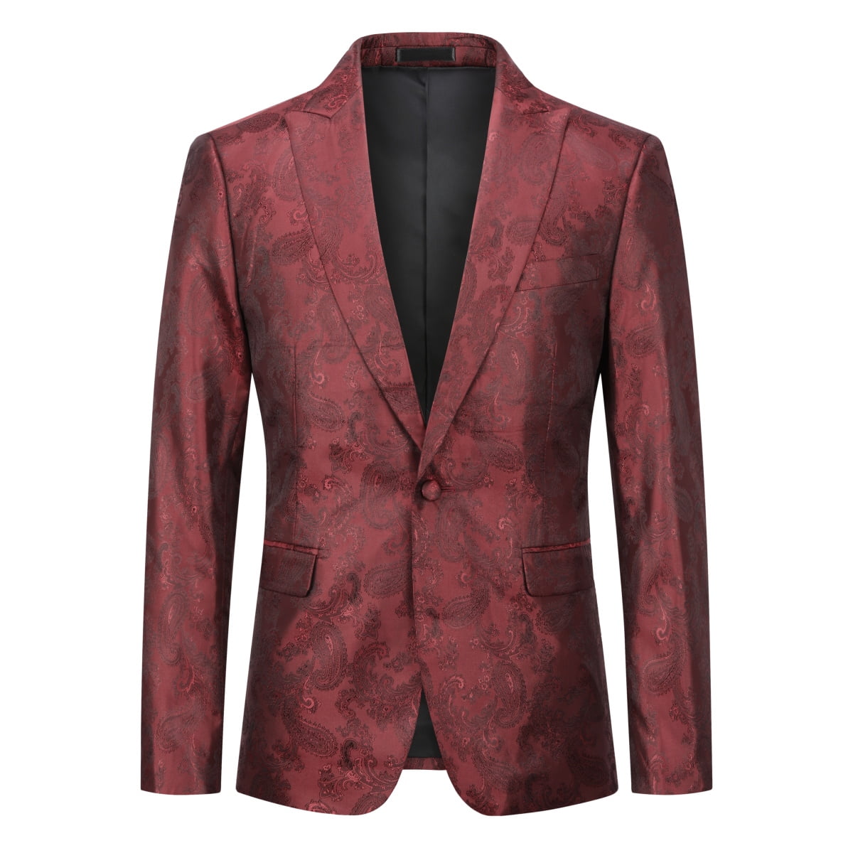 CloudStyle Mens One Button Paisley Suit Slim Fit Single Breasted Party ...