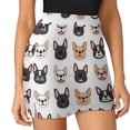 thumbnail image 3 of French Bulldog Faces Pattern Women's Shorts Non-Slip Single Pocket A-line Trouser Skirt Summer Shorts Casual Shorts for Women, 3 of 7
