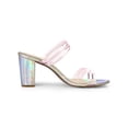 thumbnail image 3 of BLISSFUL STEP Women's Strappy Block Heel Slides Mules Sandals Pink 5.5, 3 of 8
