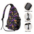 thumbnail image 3 of Sling Backpack,Halloween Bat Moon Eye Pattern Sling Bag with Water Bottle Holder,Waterproof Sling Bag for Men/Women with Headphone Jack for Hiking,Travel, 3 of 6